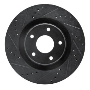 Cadillac XLR Brake Rotor (1) - Front Left - R1 Concepts - Drilled & Slotted - Black - `05-`13